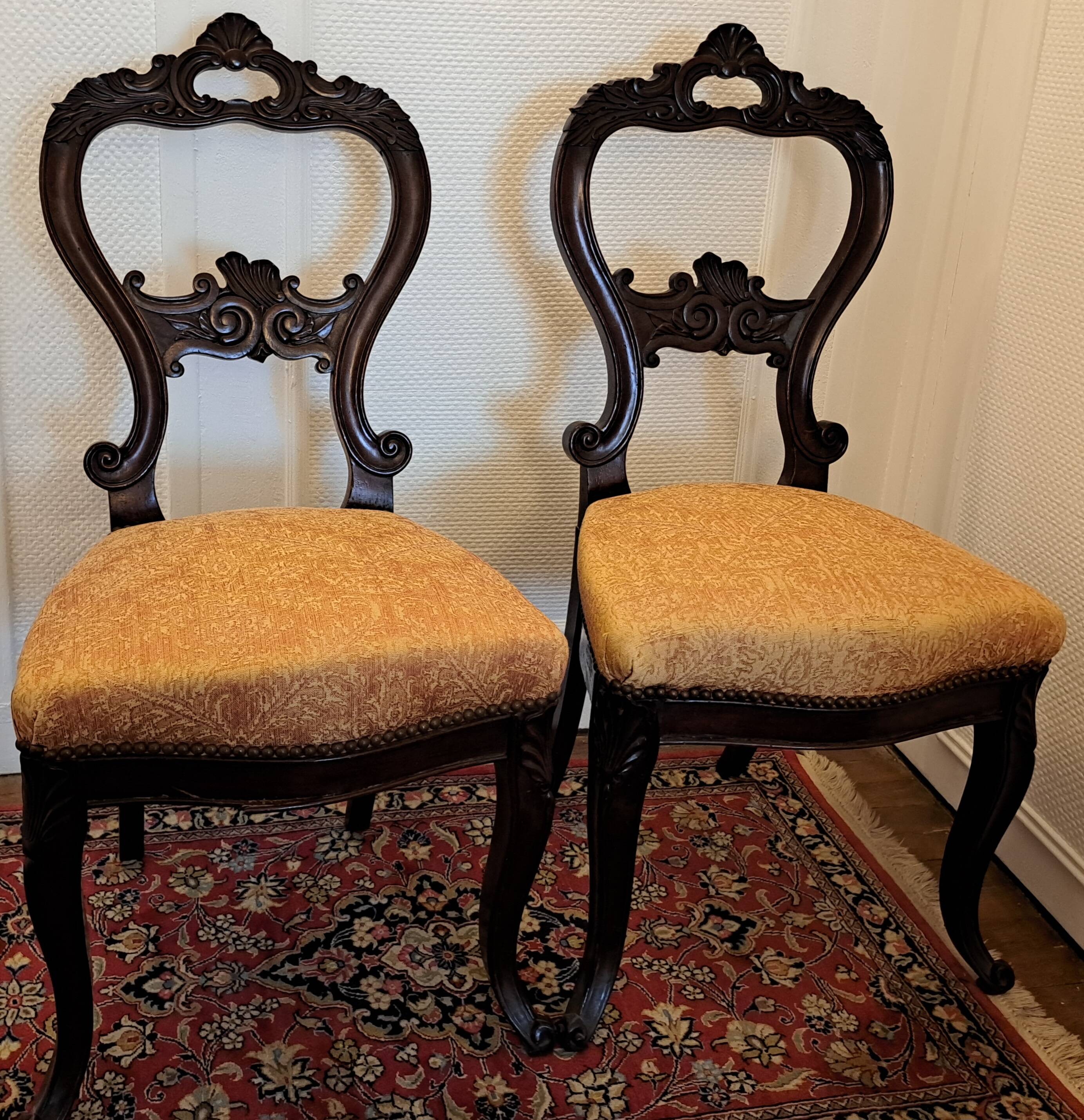 Pair of napoleon iii mahogany chairs