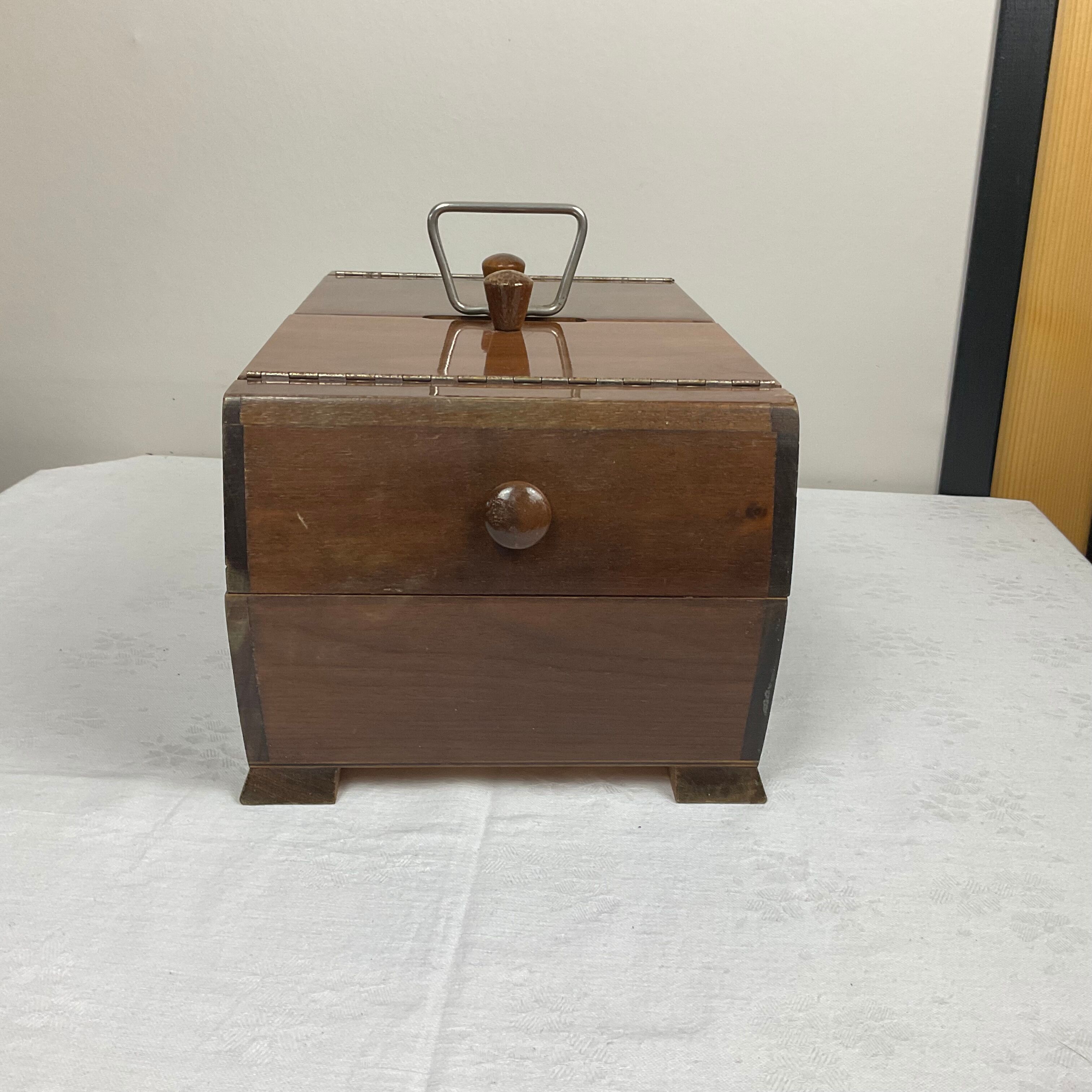Antique wooden sewing box