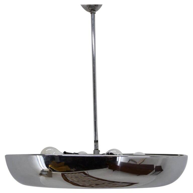 Functionalist Chrome Pendant UFO by Josef Hurka for Napako, 1930s