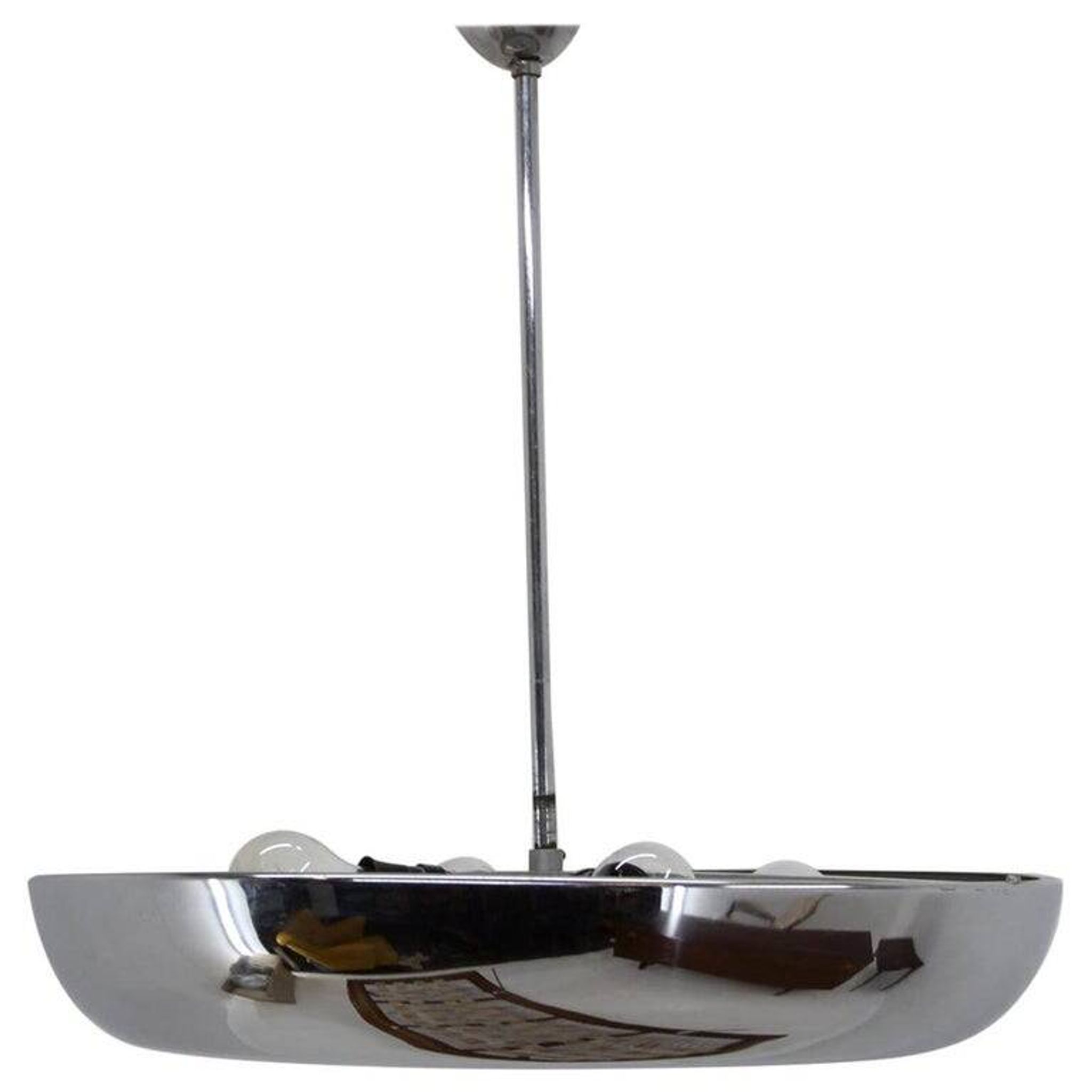 Functionalist Chrome Pendant UFO by Josef Hurka for Napako, 1930s