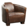 Sturdy dark cognac brown cow leather Aviator design armchair