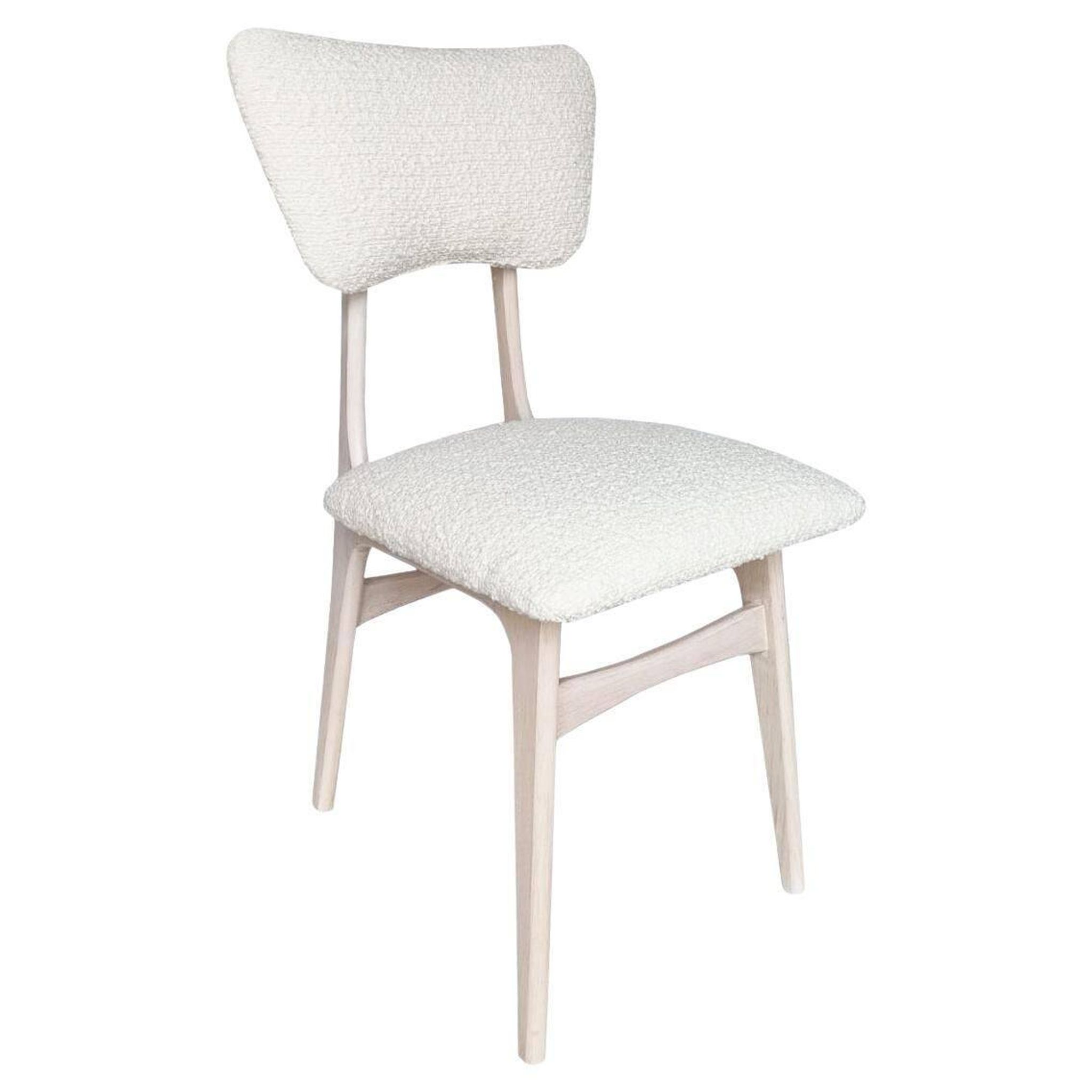 Mid-Century Butterfly Chair, White Boucle Fabric, White Oak, Europe, 1960