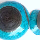 Turquoise raku box with organic shapes