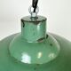 Industrial french green enamel factory lamp, 1960s