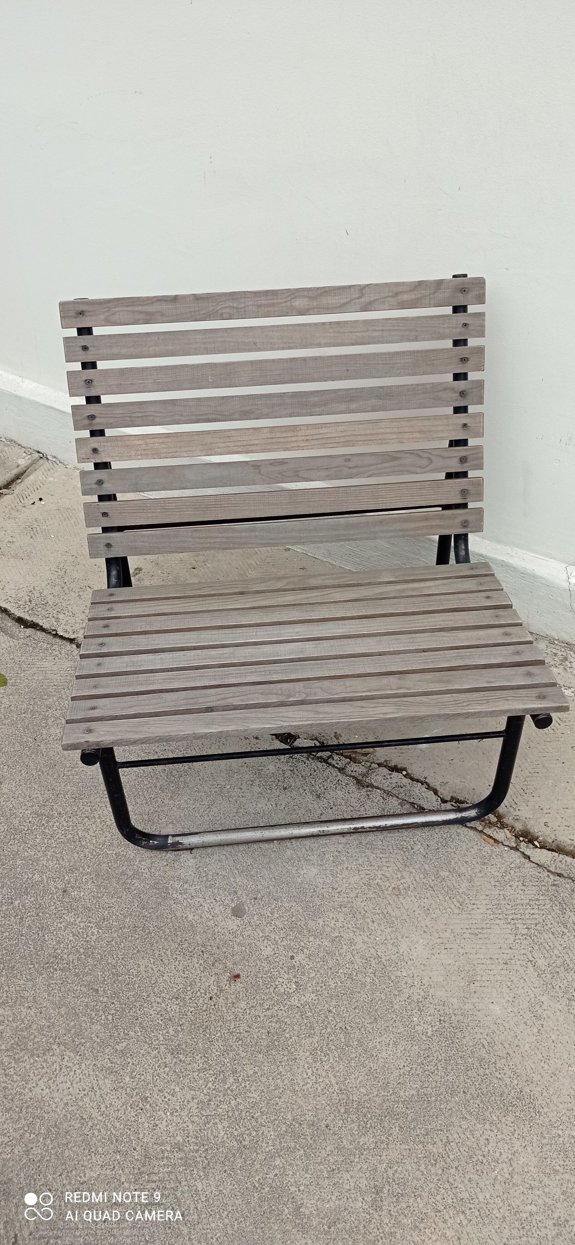 Metal and wood bench
