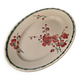 Plat de service décor fleurs vertes et roses