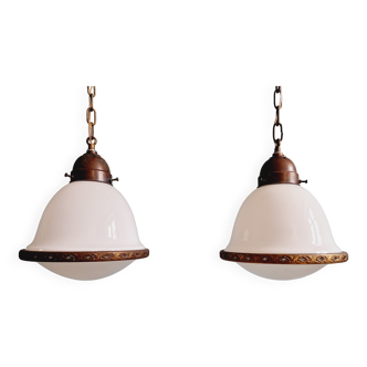 Pair of Art Deco pendant lamps, B.A.G, 1920s-30s