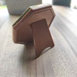 Mini octagonal photo frame in gold metal and vintage glass