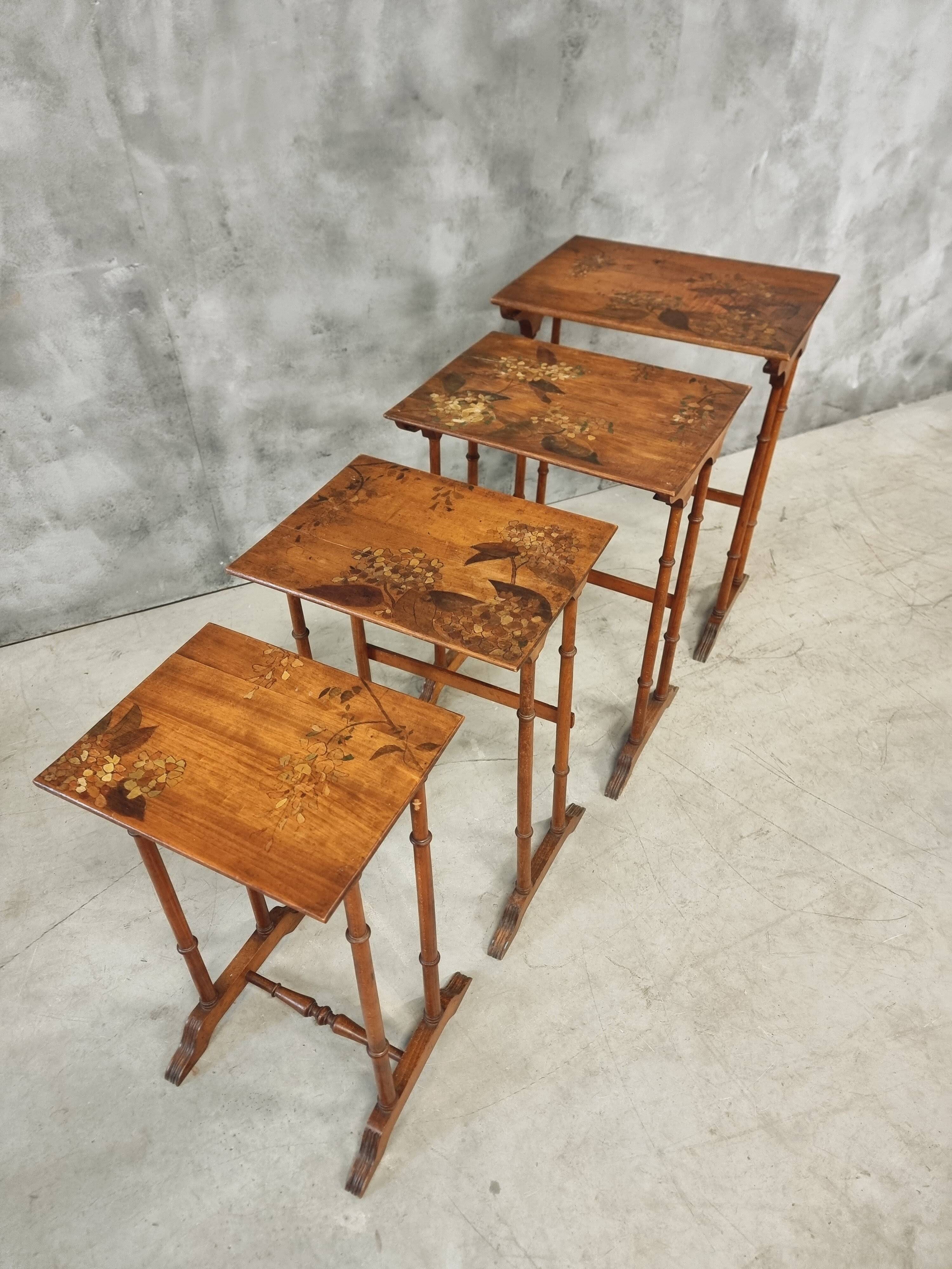 Set of 4 nesting tables Art Nouveau 1930s