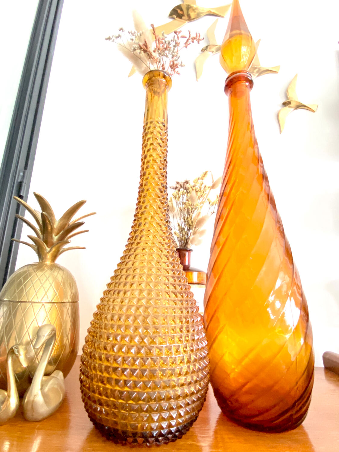 Vintage amber Empoli carafe