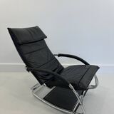 Fauteuil à bascule en cuir par Jochen Hoffman, années 1990