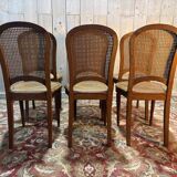 Série de 6 chaises cannées de style Louis XVI