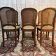 Série de 6 chaises cannées de style Louis XVI