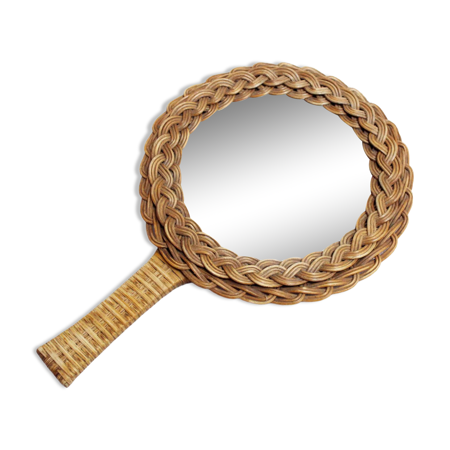 Wicker hand mirror