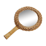 Wicker hand mirror