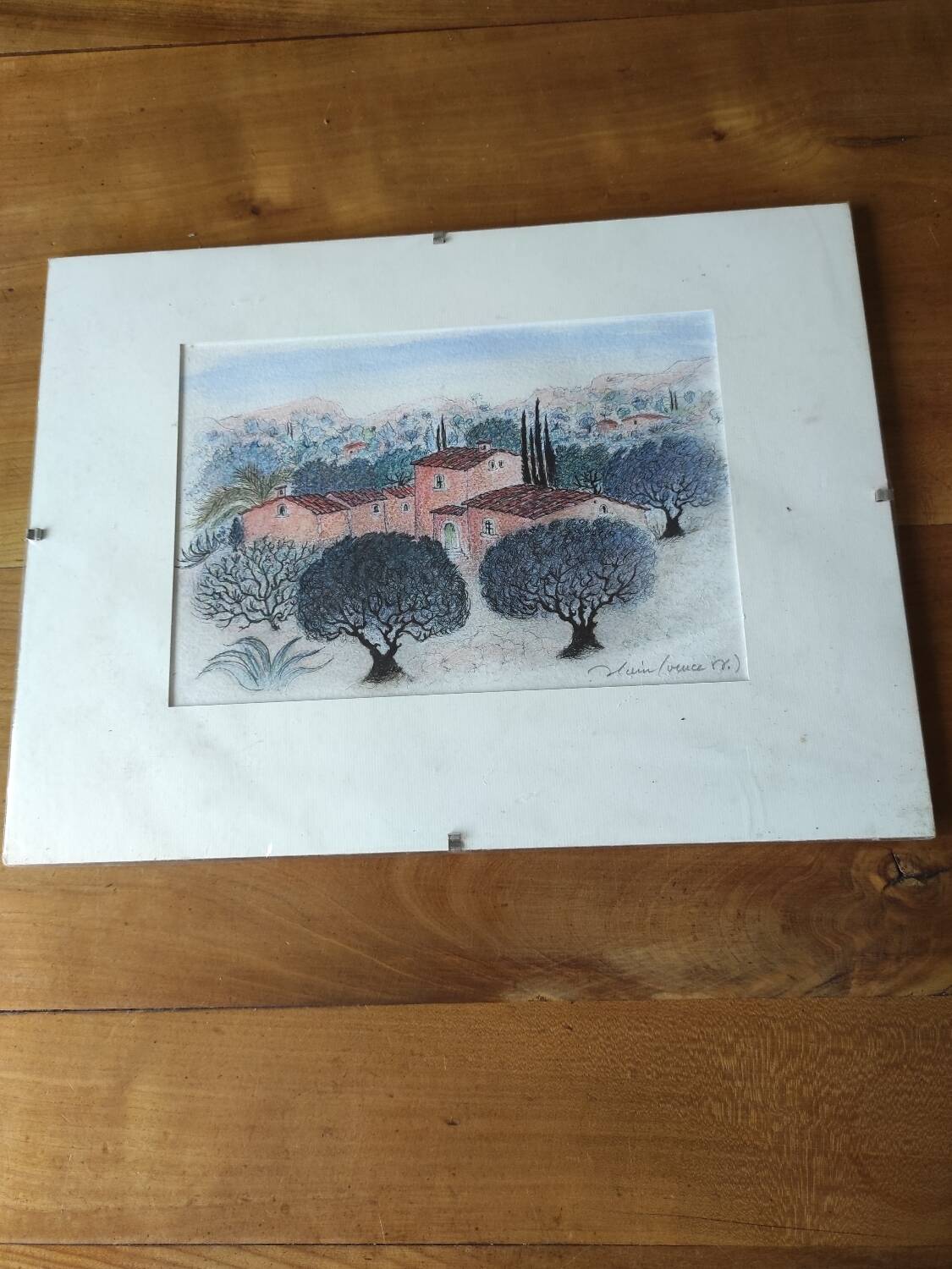 Watercolor landscape of Provence