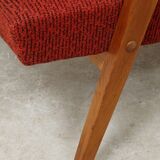 Pair of Uluv red Eastern Bloc armchairs, 1960s