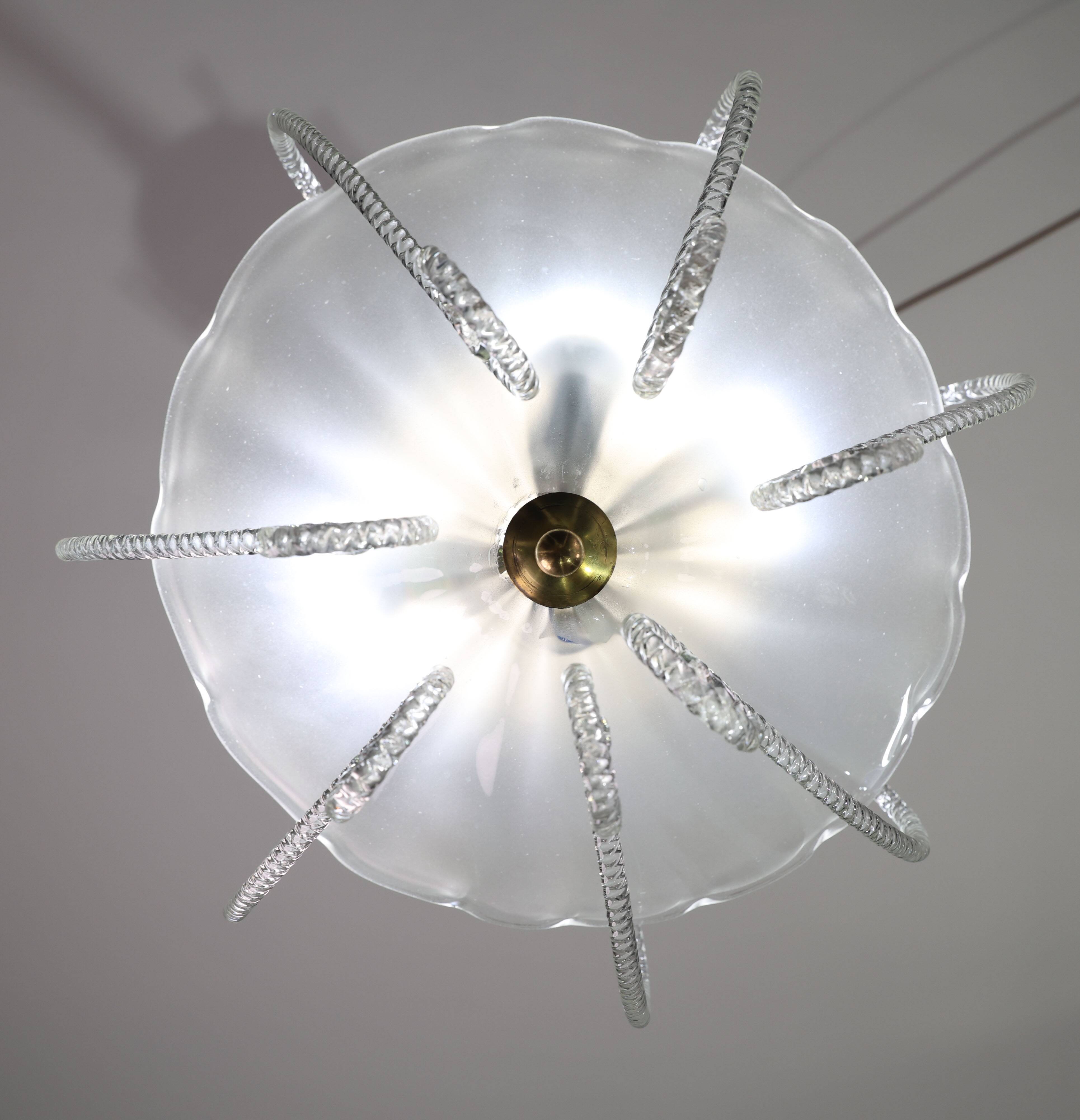 Art Decò Barovier e Toso "Fountain" Murano Glass Chandelier, 1950