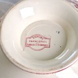 Salad bowl, soup tureen in pink ironware Sarreguemines "Favori" service, 19th century