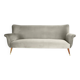 3-seater velvet sofa, original, over 60 years old, grey.