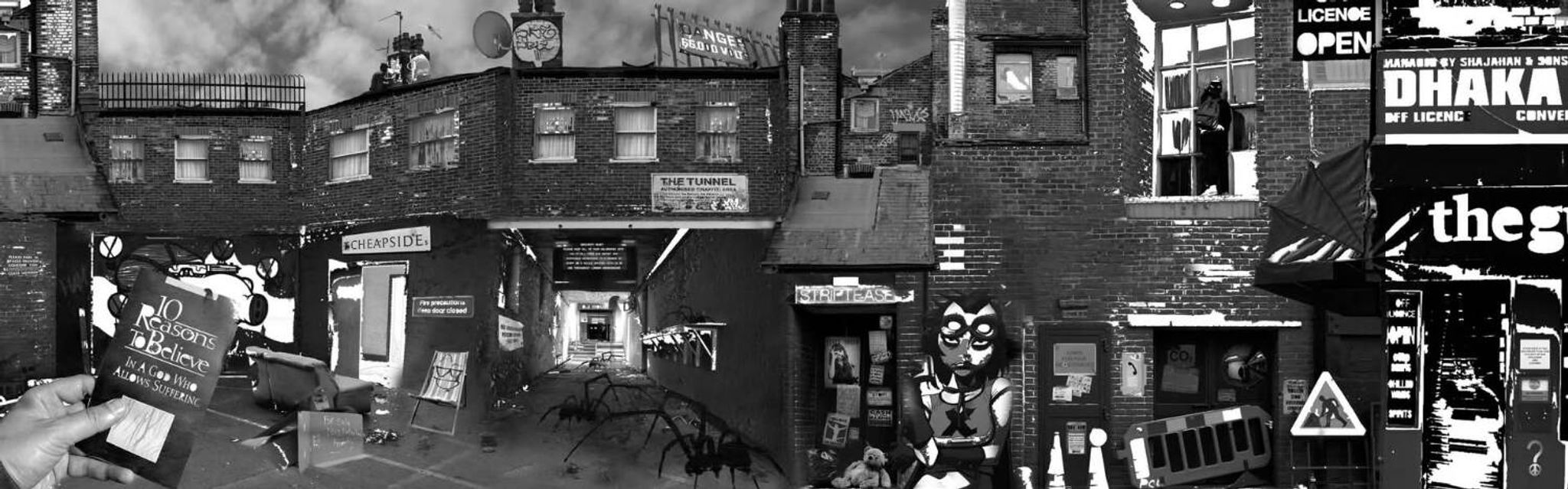 Large black and white artworks / photo collage (160x50)