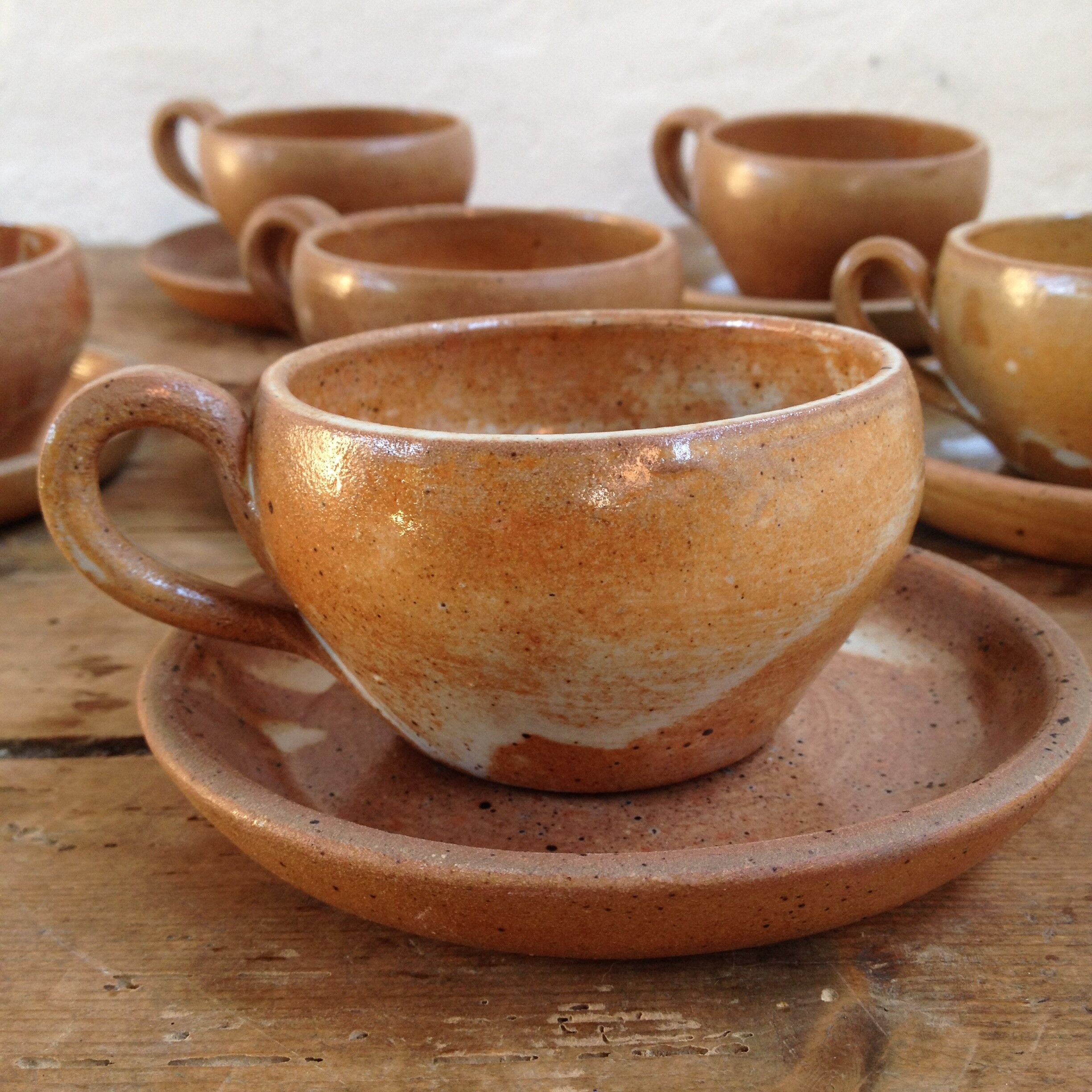 Vintage sandstone coffee cup set