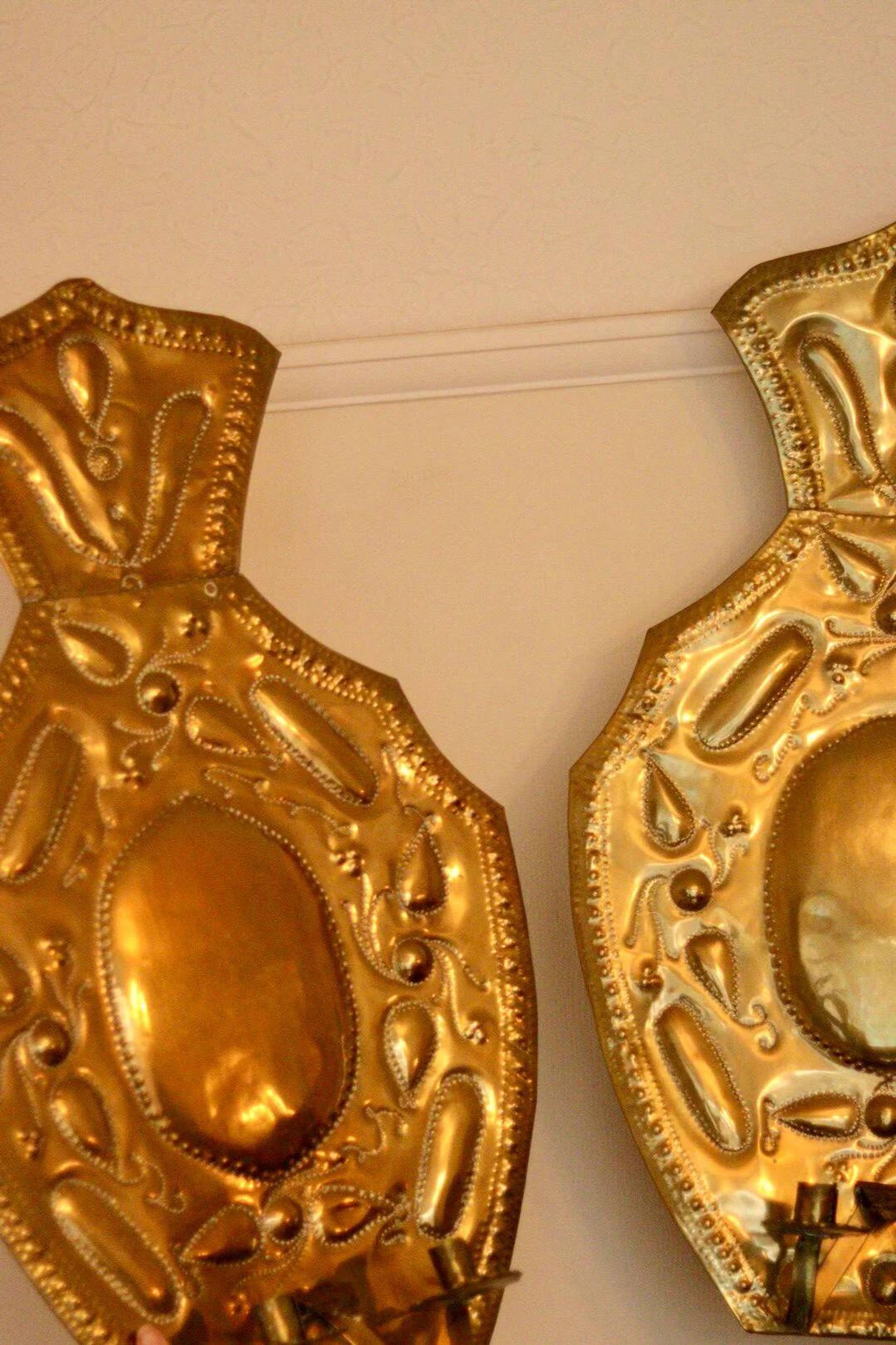 Appliques murales suédoises extra-larges en laiton de style baroque, datant du milieu du XXe siècle