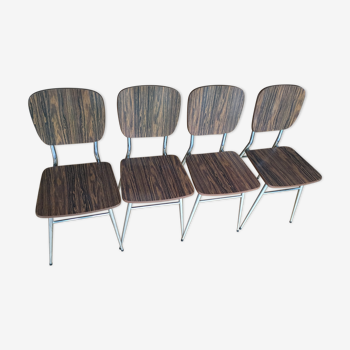 4 chairs in vintage formica brown wood effect