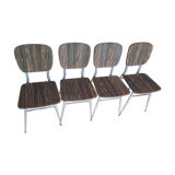 4 chairs in vintage formica brown wood effect