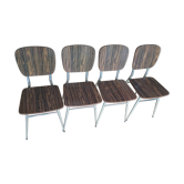 4 chairs in vintage formica brown wood effect