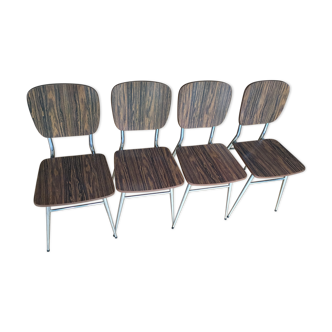 4 chairs in vintage formica brown wood effect