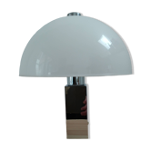 lampe champignon vintage, base chromée carré moderniste.