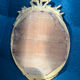 Miroir ovale à frontons Louis XVI et perlé 49,5/31cm feuille d’or 