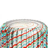 Ribbed Murano glass vase with half filigree decoration