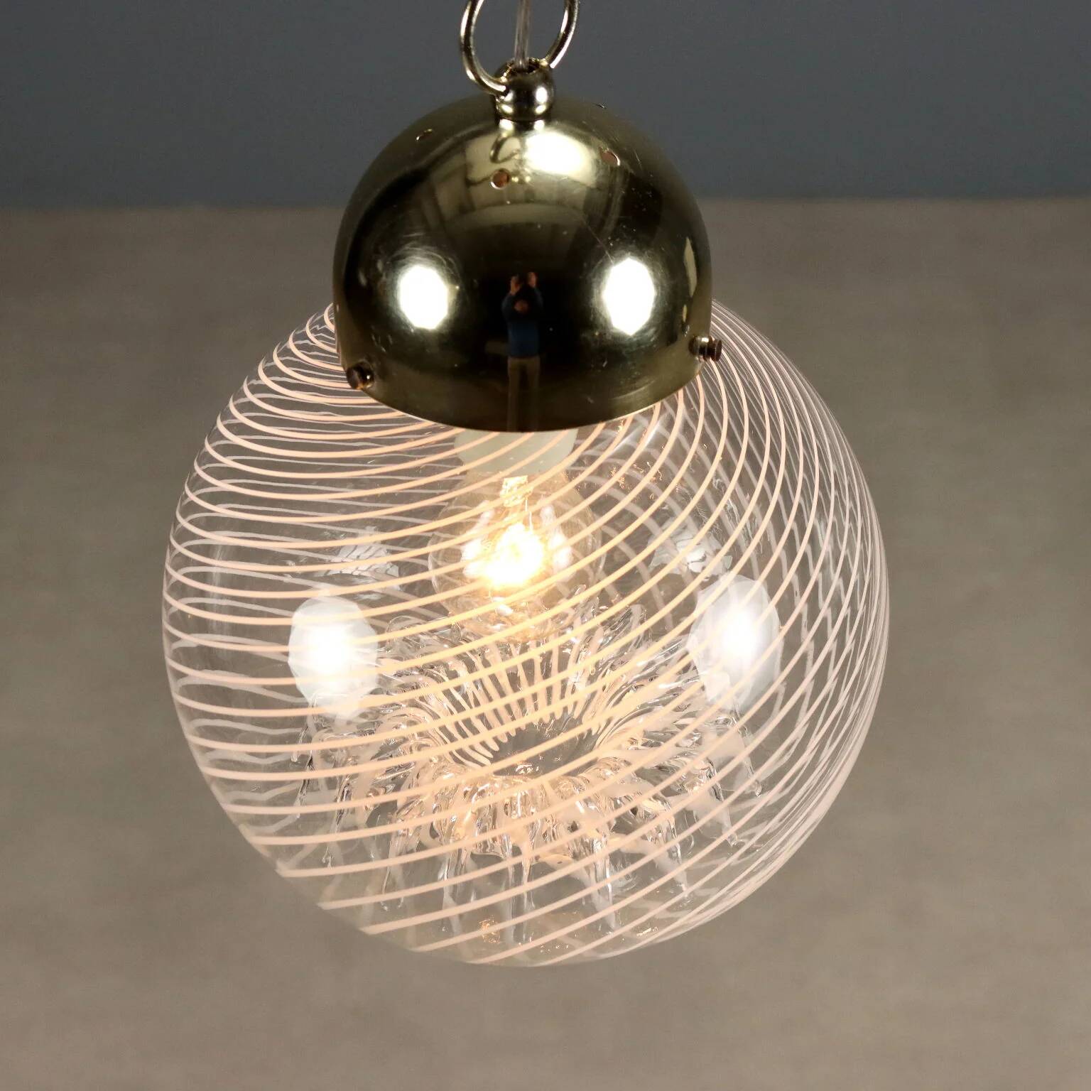 Vintage chrome metal suspension, Italian design from the 1970s.