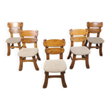 Vintage brutalist dining chairs, set of 5 - 1960s