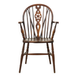 Chaise Windsor ancienne en bois de hêtre et d'orme avec dossier à roulettes, XIXe siècle