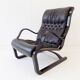 Asko Koivutaru black leather armchair by Esko Pajamies