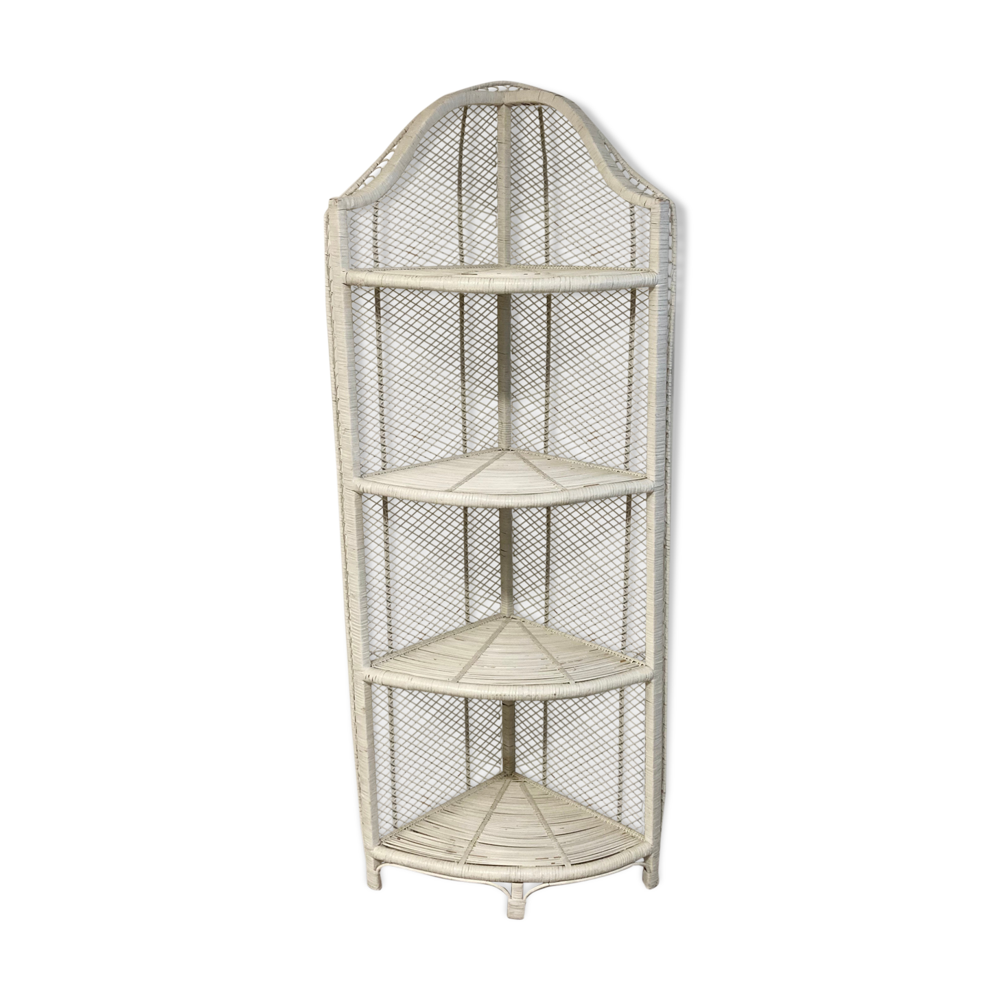 Vintage rattan corner shelf