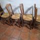 4 rustic farmhouse chairs made of wood and straw