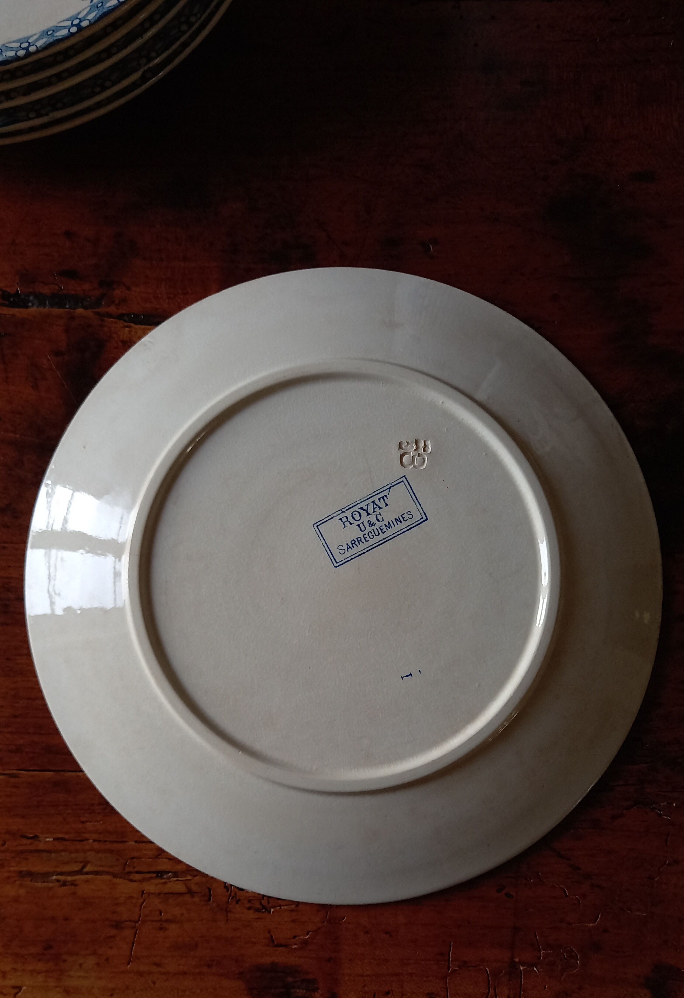 6 flat plates Sarreguemines Utzschneider & Cie model Royat