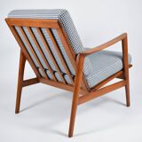 Fauteuil scandinave original Stefan, entièrement restauré, icône des années 1960, pied de poule