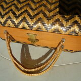 Small two-colour wicker suitcase