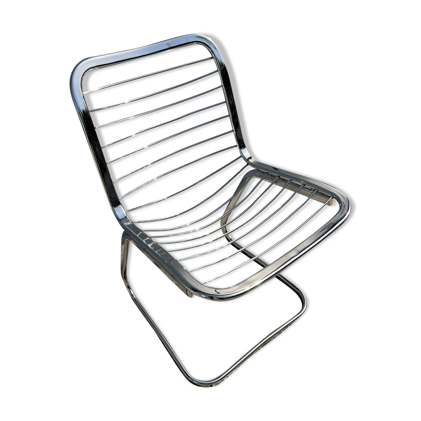 Vintage Italian design chrome metal chair from the 70s