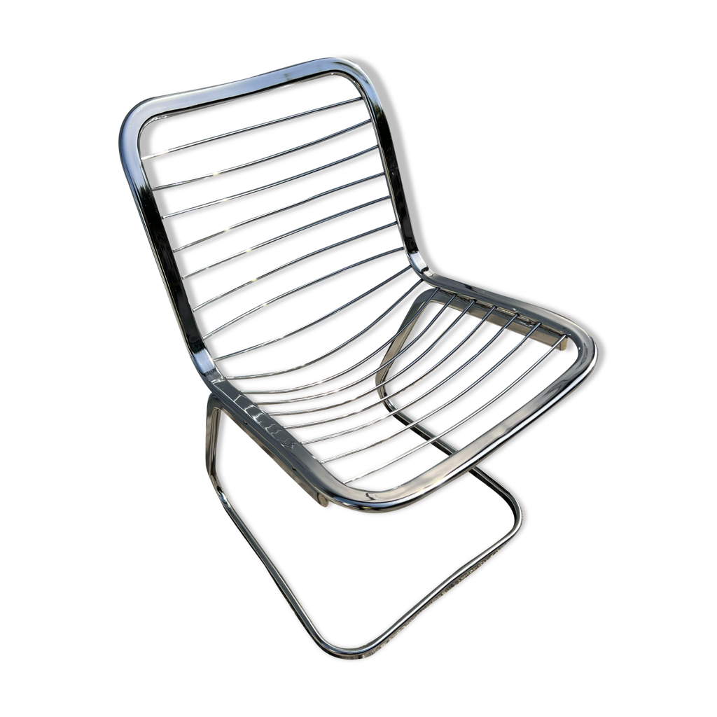 Vintage Italian design chrome metal chair from the 70s Selency