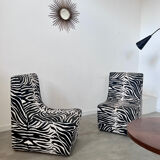 Lot 2 armchairs heating vintage zebra / design 70s