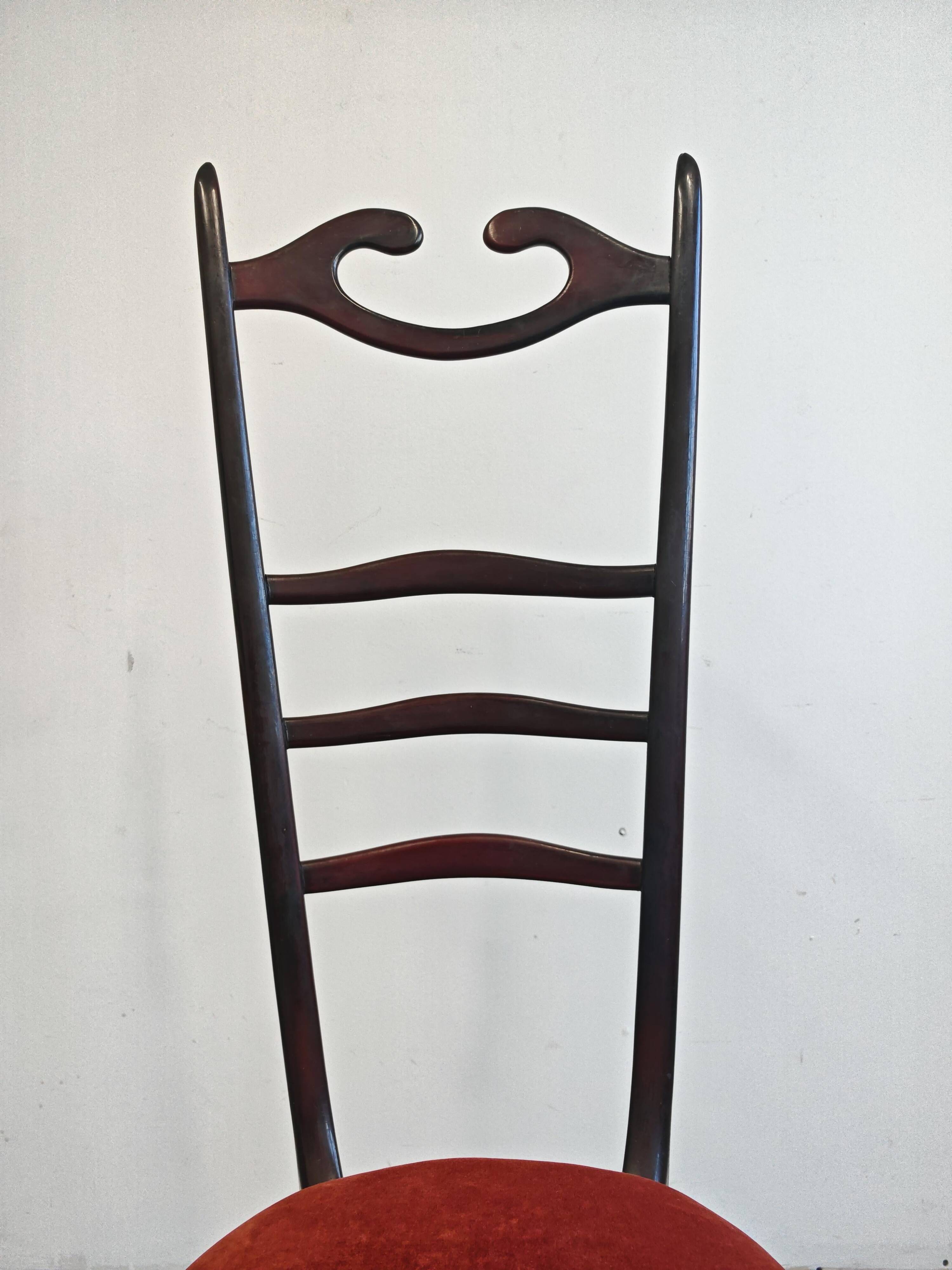 Chiavari chairs with high backs Mid Century Modern Paolo Buffa 1950s