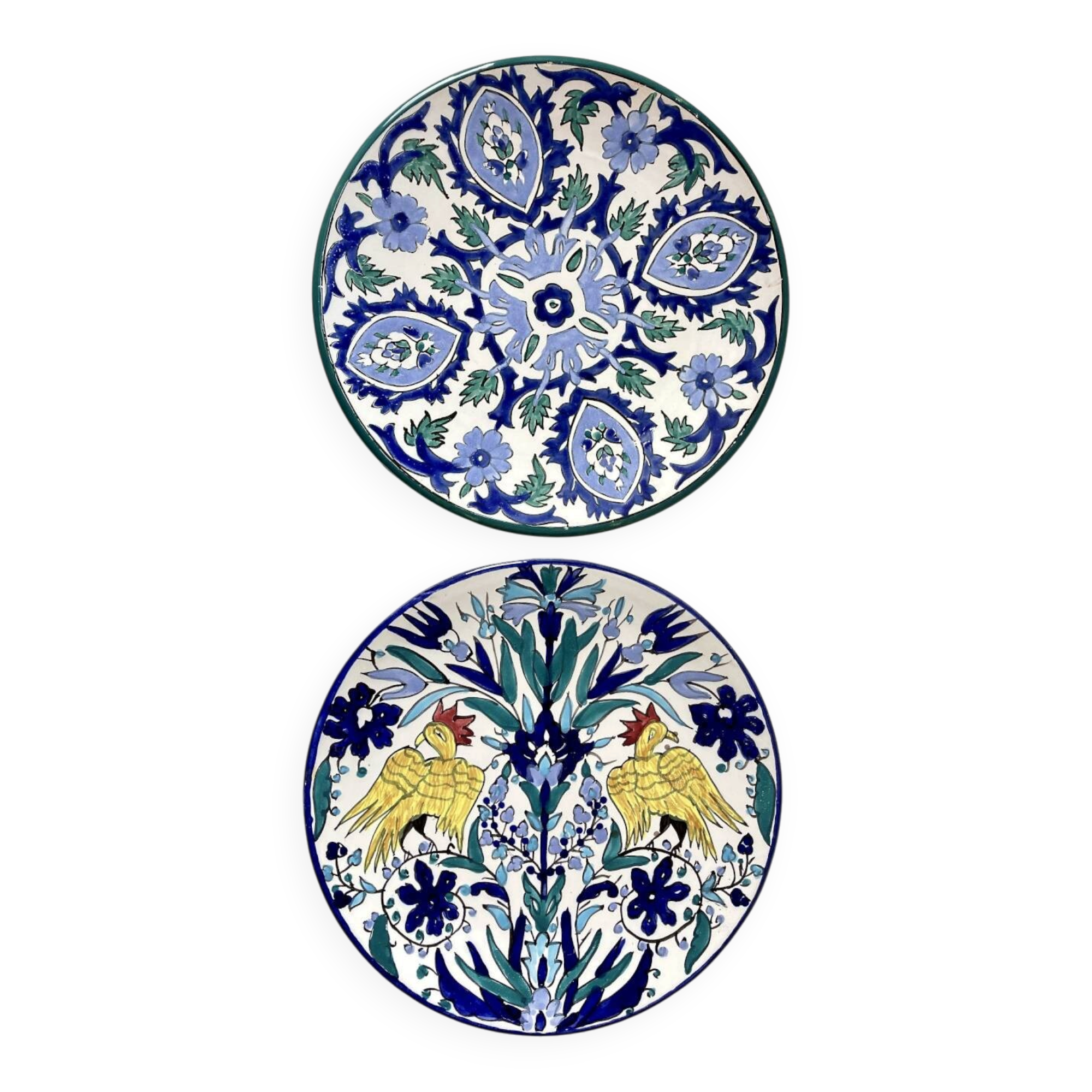 Pair of decorative ceramic plates from Nabeul, 1960s-1970s.