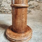 Sellette ancienne en orme – Colonne française vers 1900 – Socle pour plante