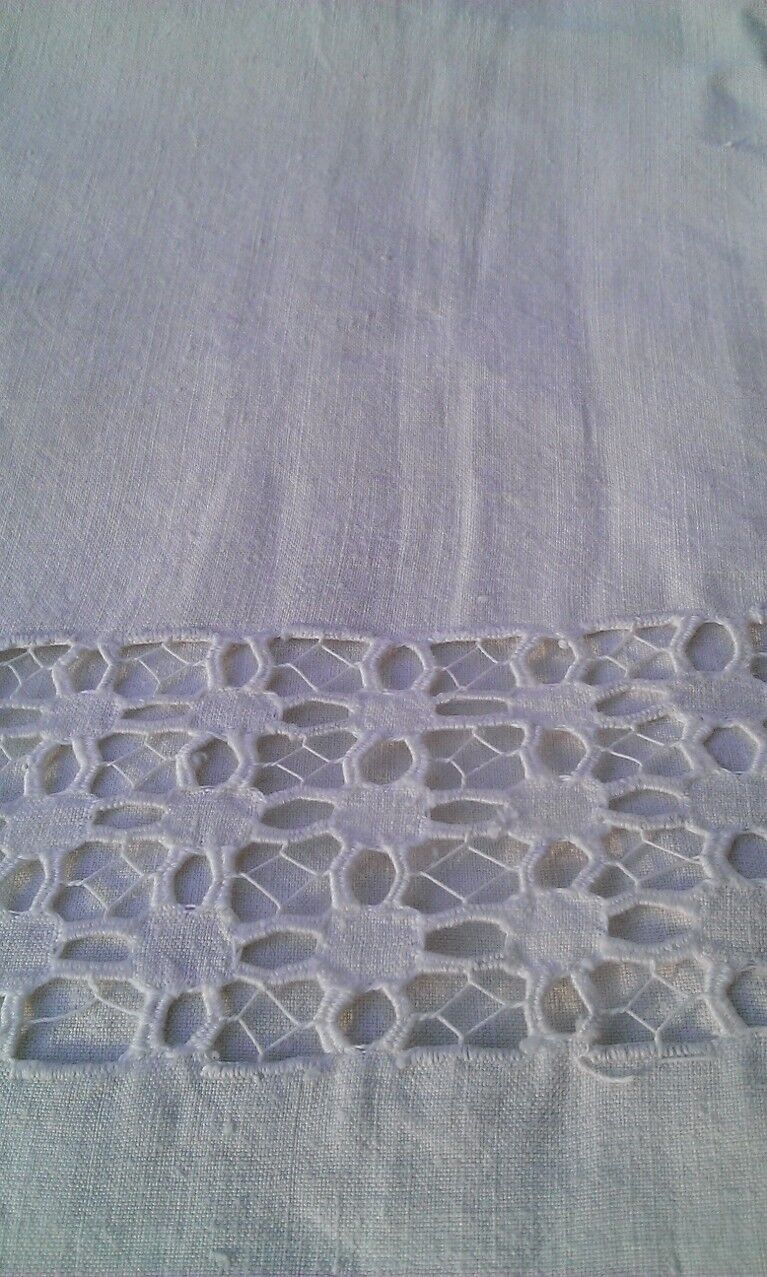 Large sheet 2places embroidered linen R C broad day
